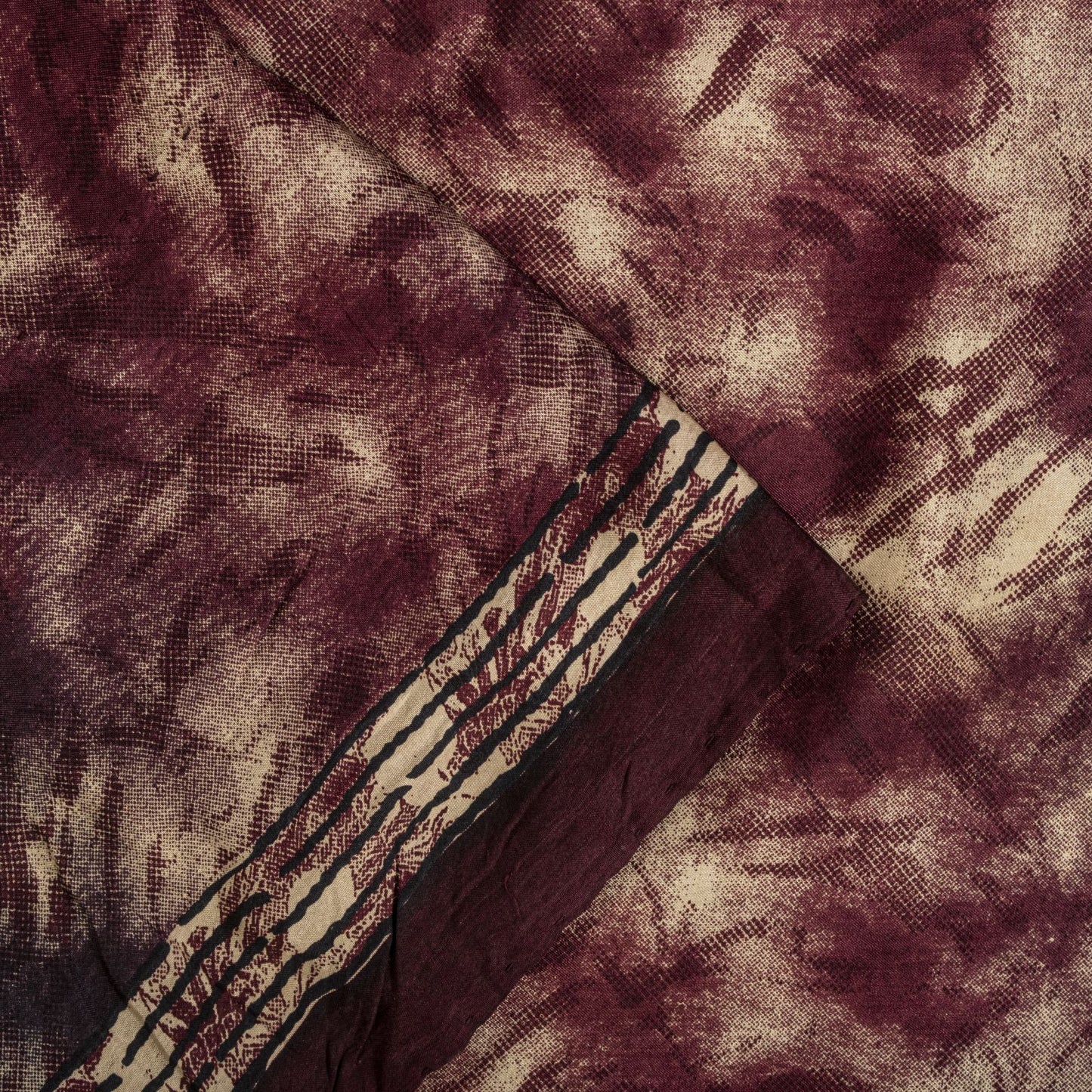 Sanskriti Vintage Brown Pure Silk Saree Abstract Floral Print Fabric Sari 5+Yard