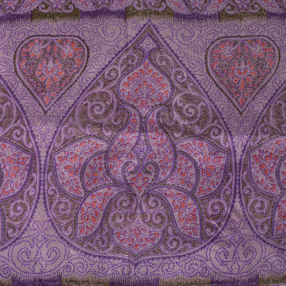 Sanskriti Vintage Saree Purple Soft 100% Pure Silk Floral Print Sari 6+Yd Fabric