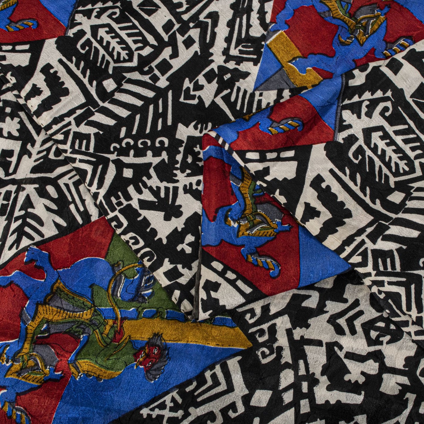 Sanskriti Vintage Saree Black-White Soft 100% Pure Silk Printed Sari 6+Yd Fabric