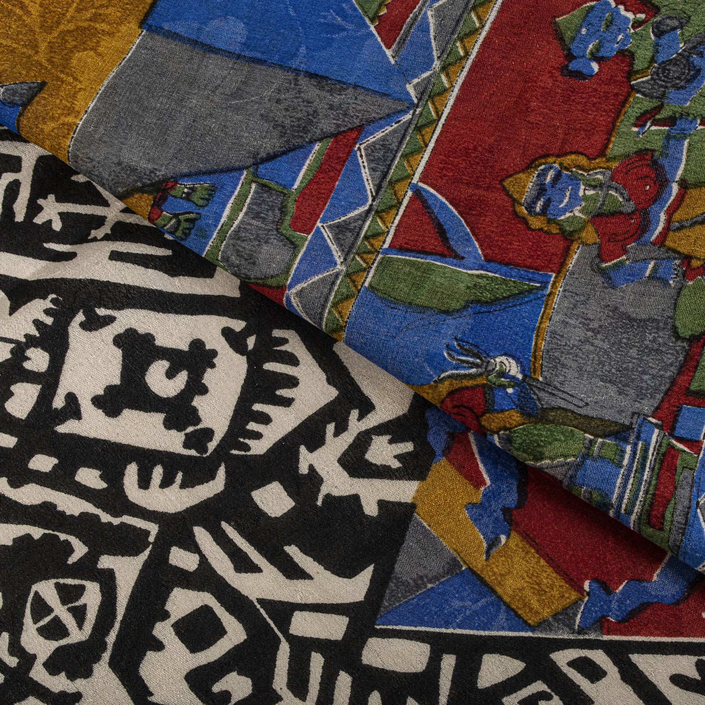Sanskriti Vintage Saree Black-White Soft 100% Pure Silk Printed Sari 6+Yd Fabric