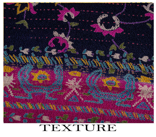 Sanskriti Vintage Saree Blue-Pink Pure Silk Floral Printed Sari 5.5+Yard Fabric