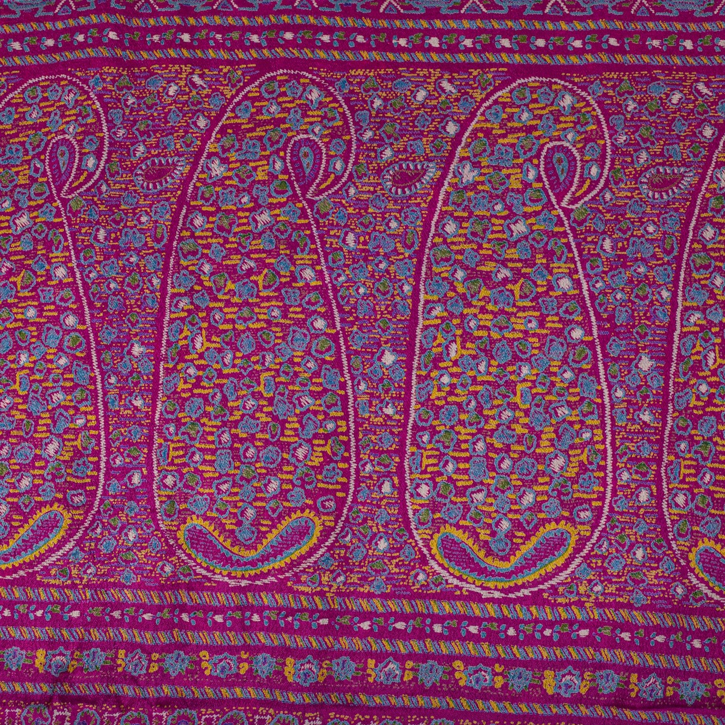 Sanskriti Vintage Saree Blue-Pink Pure Silk Floral Printed Sari 5.5+Yard Fabric