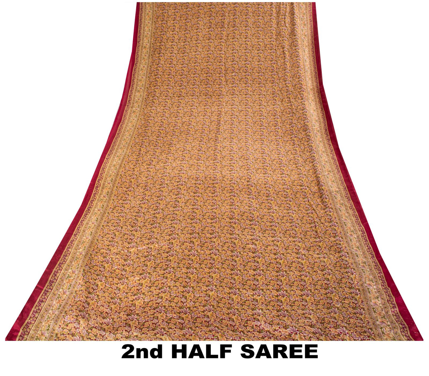 Sanskriti Vintage Saree Pink Soft 100% Pure Silk Floral Print Sari 6+Yd Fabric