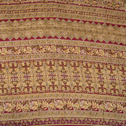 Sanskriti Vintage Saree Pink Soft 100% Pure Silk Floral Print Sari 6+Yd Fabric