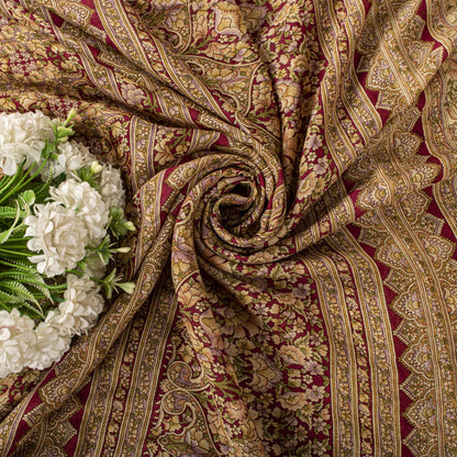 Sanskriti Vintage Saree Pink Soft 100% Pure Silk Floral Print Sari 6+Yd Fabric