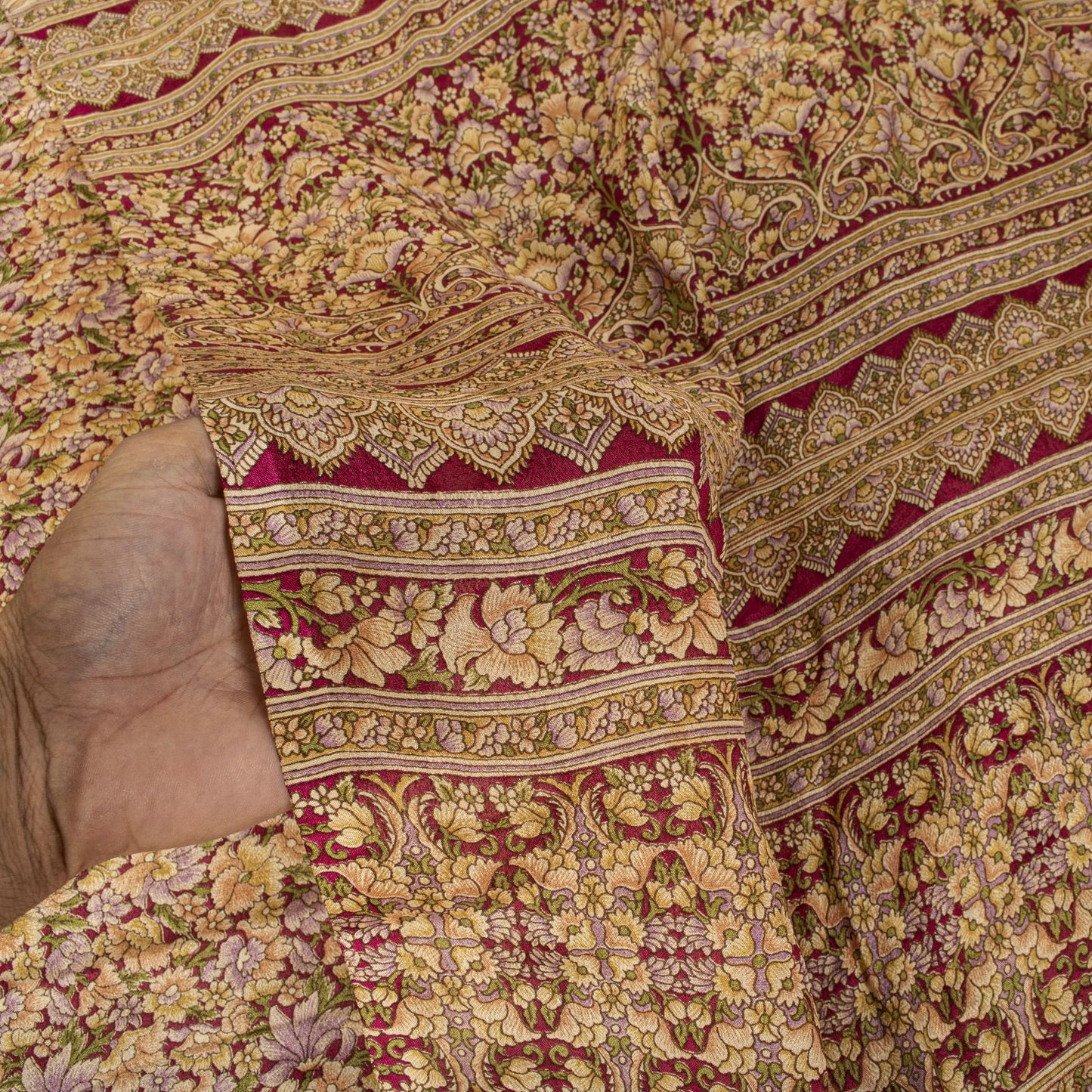 Sanskriti Vintage Saree Pink Soft 100% Pure Silk Floral Print Sari 6+Yd Fabric
