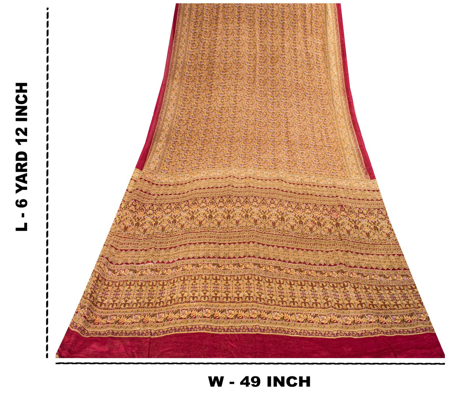 Sanskriti Vintage Saree Pink Soft 100% Pure Silk Floral Print Sari 6+Yd Fabric