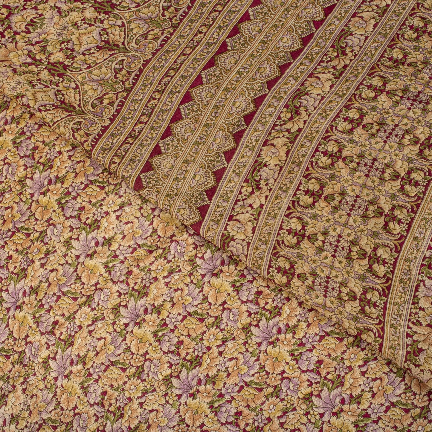 Sanskriti Vintage Saree Pink Soft 100% Pure Silk Floral Print Sari 6+Yd Fabric