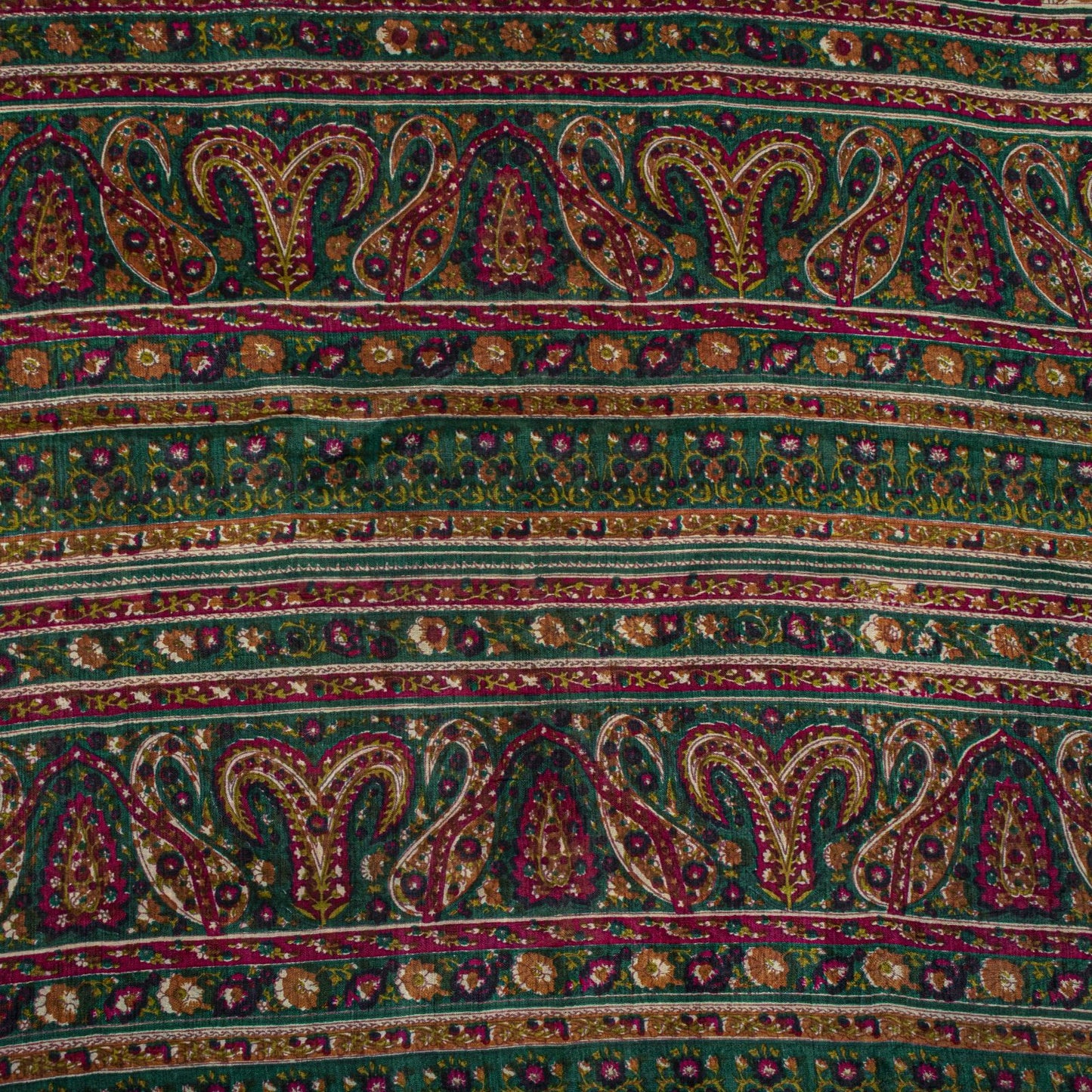 Sanskriti Vintage Saree Ivory-Green Soft 100% Pure Silk Print Sari 5.5+Yd Fabric
