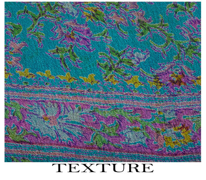 Sanskriti Vintage Blue Pure Silk Saree Floral Print Sari Craft Fabric 6+Yard Diy