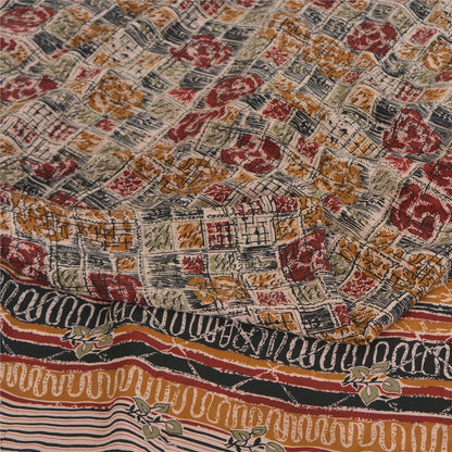 Sanskriti Vintage Multi Sarees 100% Pure Crepe Silk Printed Fabric Sari Craft