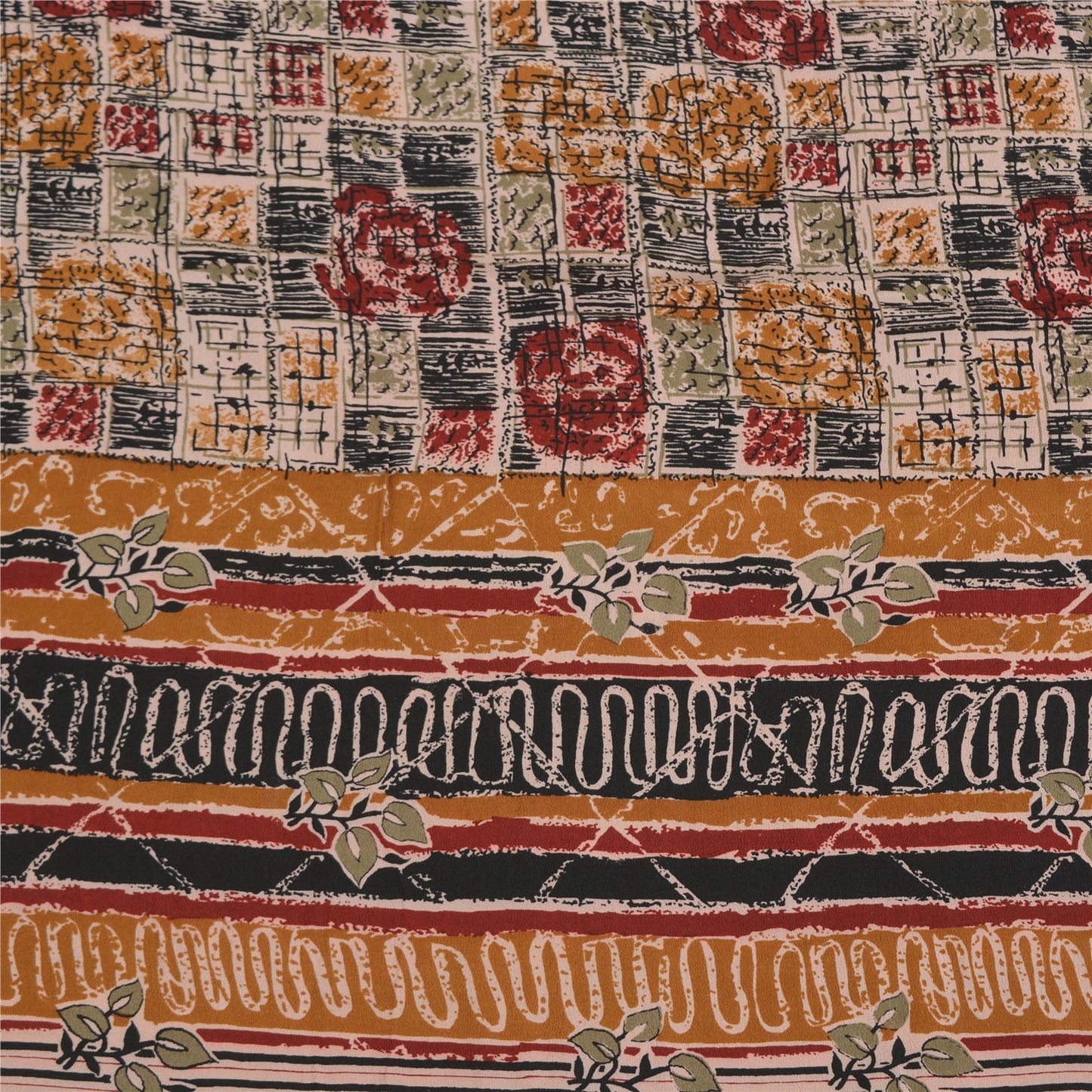 Sanskriti Vintage Multi Sarees 100% Pure Crepe Silk Printed Fabric Sari Craft