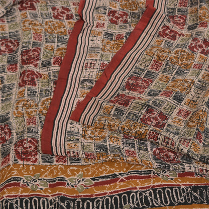 Sanskriti Vintage Multi Sarees 100% Pure Crepe Silk Printed Fabric Sari Craft