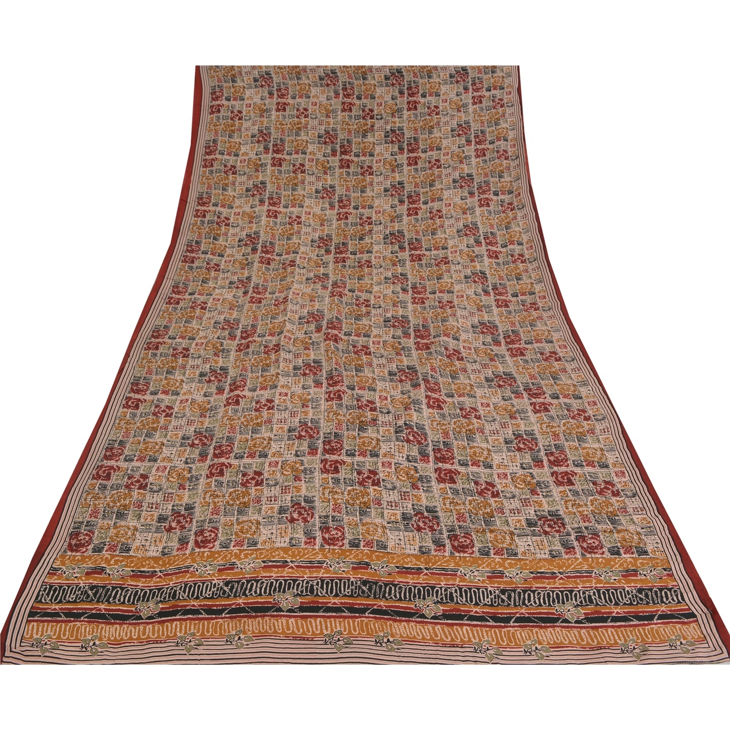 Sanskriti Vintage Multi Sarees 100% Pure Crepe Silk Printed Fabric Sari Craft
