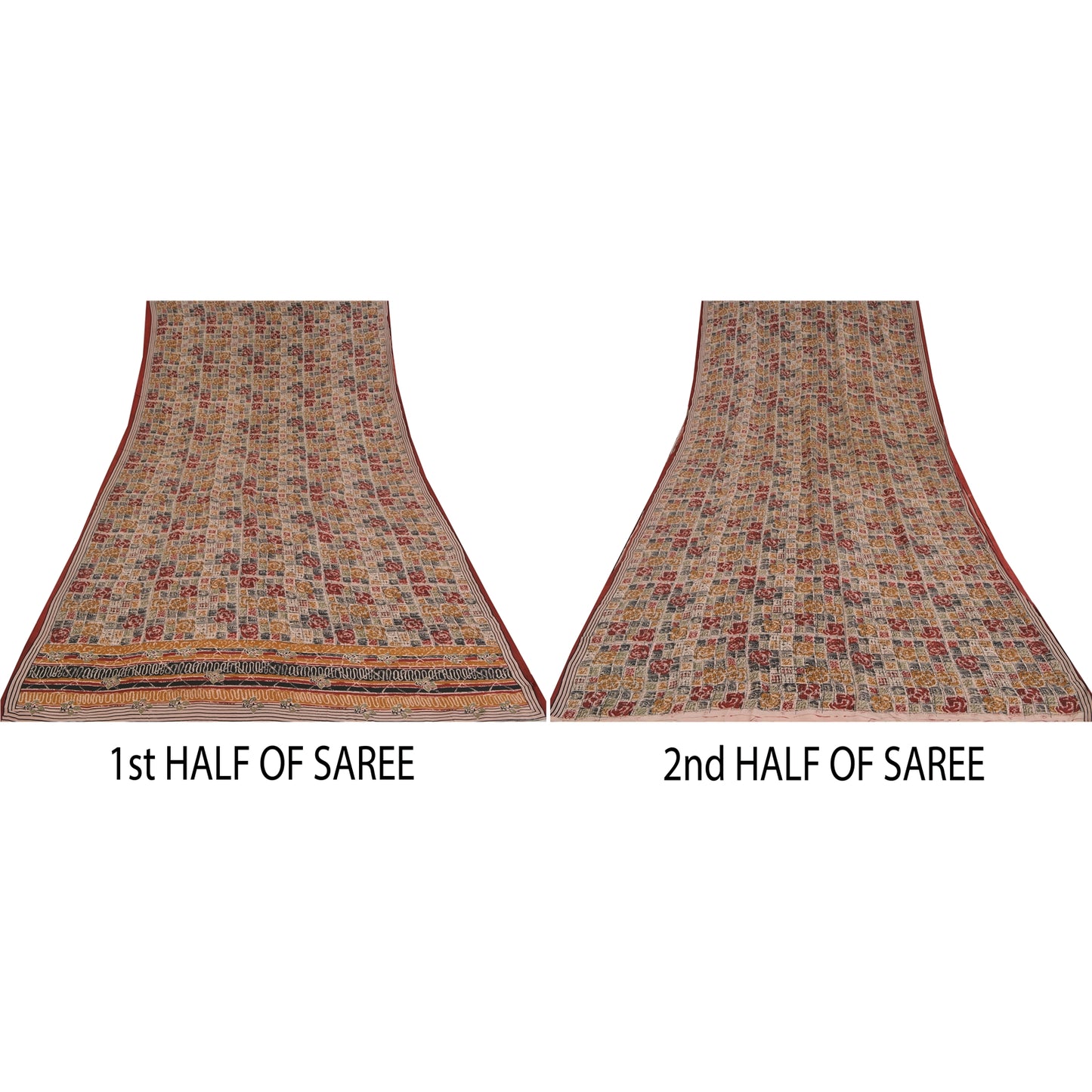 Sanskriti Vintage Multi Sarees 100% Pure Crepe Silk Printed Fabric Sari Craft