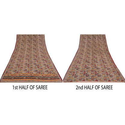 Sanskriti Vintage Multi Sarees 100% Pure Crepe Silk Printed Fabric Sari Craft