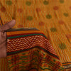 Sanskriti Vintage Saffron Sarees 100% Pure Crepe Silk Printed Fabric Craft Sari