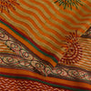 Sanskriti Vintage Saffron Sarees 100% Pure Crepe Silk Printed Fabric Craft Sari