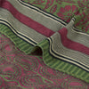 Sanskriti Vintage Sarees Purple/Green Sari Pure Crepe Silk Printed Craft Fabric