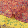 Sanskriti Vintage Saree Yellow-Red Pure Crepe Floral Printed Sari 5.5+Yd Fabric