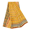 Sanskriti Vintage Sarees Mustard Pure Crepe Silk Printed Sari Craft Sustainable Fabric