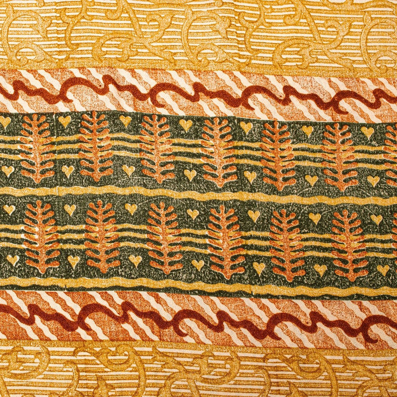 Sanskriti Vintage Sarees Mustard Pure Crepe Silk Printed Sari Craft Sustainable Fabric