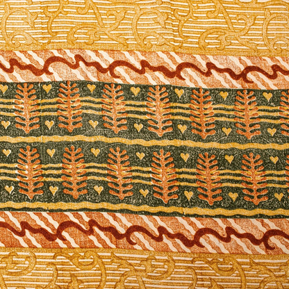 Sanskriti Vintage Sarees Mustard Pure Crepe Silk Printed Sari Craft Sustainable Fabric