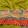 Sanskriti Vintage Green Sarees 100% Pure Crepe Silk Printed Sari Craft Sustainable Fabric