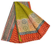 Sanskriti Vintage Green Sarees 100% Pure Crepe Silk Printed Sari Craft Sustainable Fabric