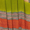 Sanskriti Vintage Green Sarees 100% Pure Crepe Silk Printed Sari Craft Sustainable Fabric