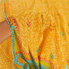 Sanskriti Vintage Yellow Sarees 100% Pure Crepe Silk Printed Sari Craft Sustainable Fabric