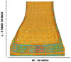 Sanskriti Vintage Yellow Sarees 100% Pure Crepe Silk Printed Sari Craft Sustainable Fabric
