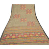 Sanskriti Vintage Cream Indian Sarees Art Silk Printed Sari Craft Sewing Fabric