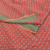 Sanskriti Vintage Red Indian Sarees Pure Crepe Printed Sari 5+yd Craft Fabric