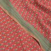 Sanskriti Vintage Red Indian Sarees Pure Crepe Printed Sari 5+yd Craft Fabric