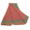 Sanskriti Vintage Red Indian Sarees Pure Crepe Printed Sari 5+yd Craft Fabric