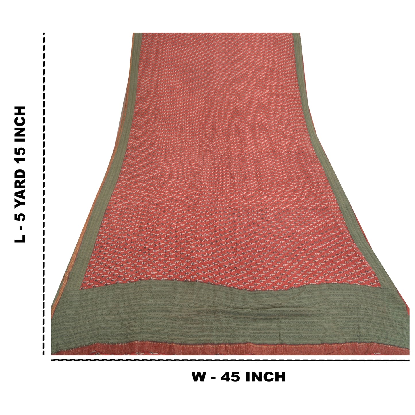 Sanskriti Vintage Red Indian Sarees Pure Crepe Printed Sari 5+yd Craft Fabric