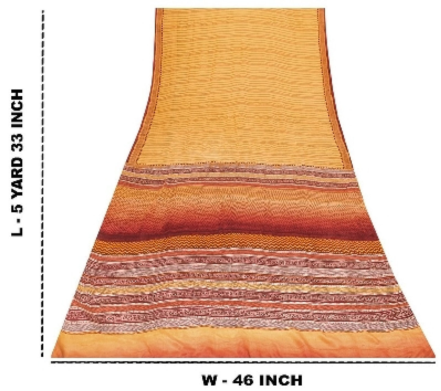 Sanskriti Vintage Mustard Sarees 100% Pure Crepe Silk Printed Sari Craft Sustainable Fabric