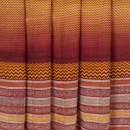 Sanskriti Vintage Mustard Sarees 100% Pure Crepe Silk Printed Sari Craft Sustainable Fabric
