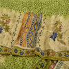 Sanskriti Vintage Green Printed Sarees Pure Crepe Silk Sari Soft Craft Sustainable Fabric