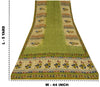 Sanskriti Vintage Green Printed Sarees Pure Crepe Silk Sari Soft Craft Sustainable Fabric