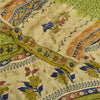 Sanskriti Vintage Green Printed Sarees Pure Crepe Silk Sari Soft Craft Sustainable Fabric