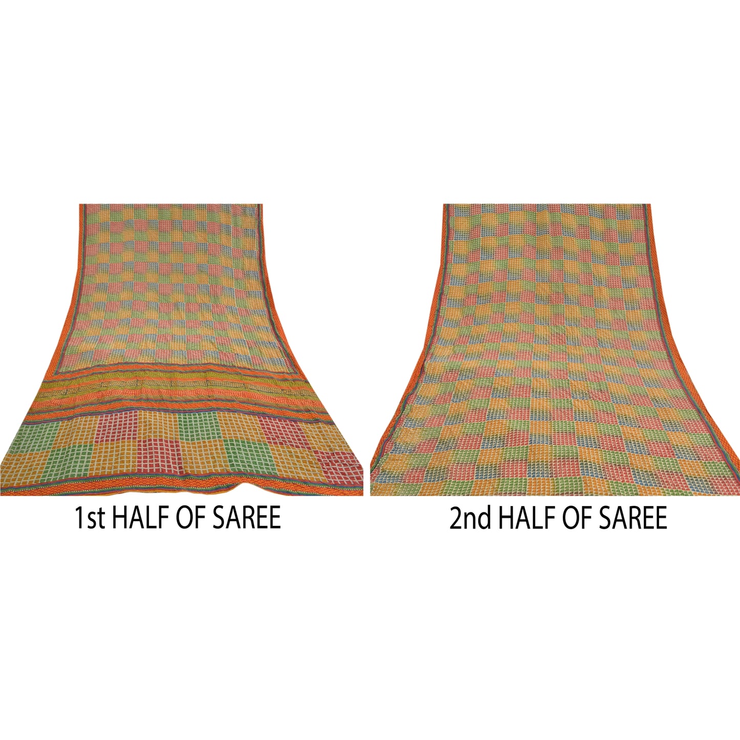 Sanskriti Vintage Multi Printed Sarees Pure Crepe Silk Sari Soft Craft Fabric