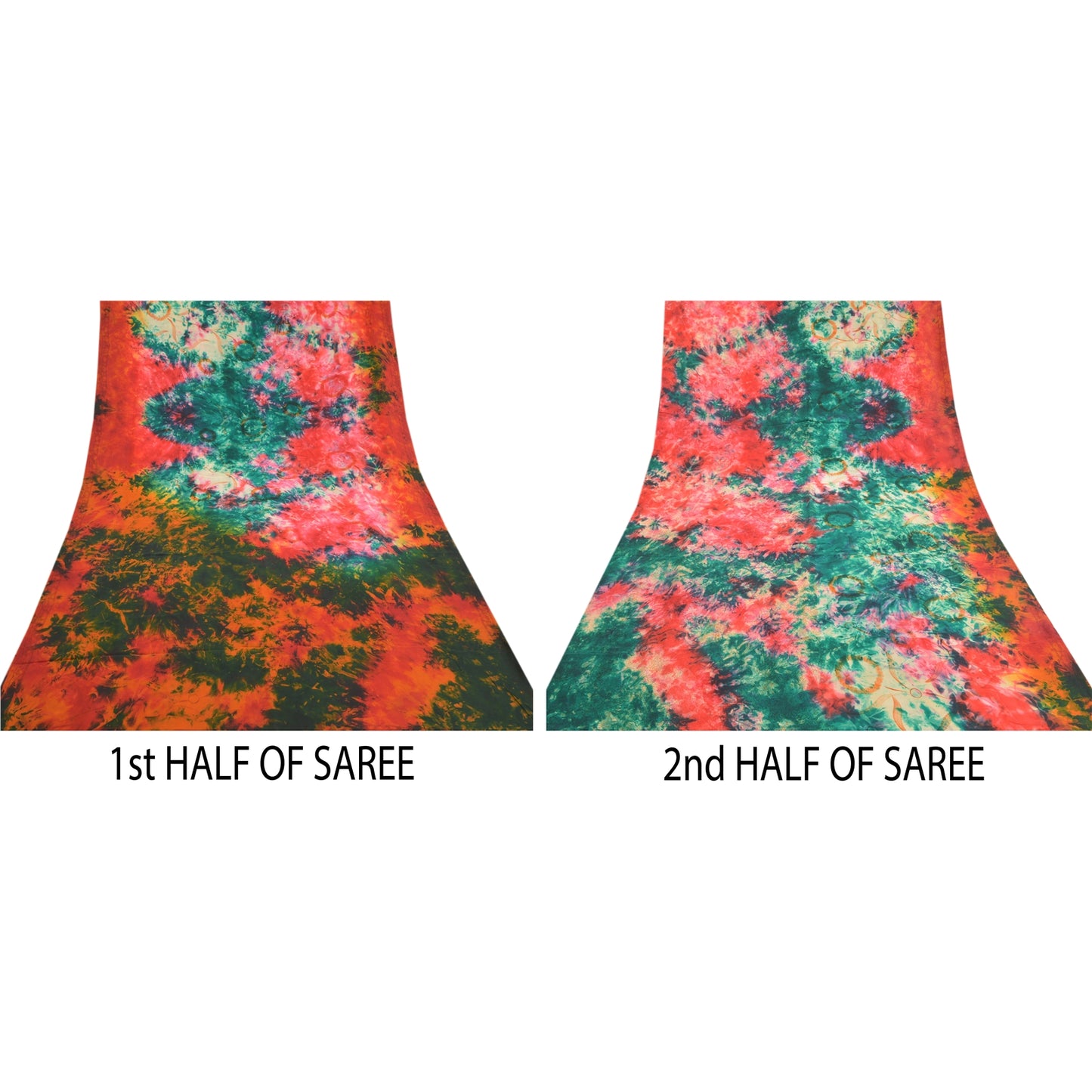 Sanskriti Vintage Multi Tie-Dye Sarees Pure Crepe Silk Printed Sari Craft Fabric