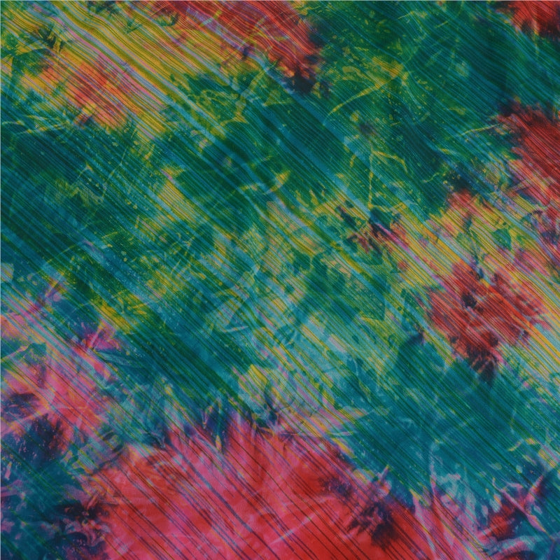 Sanskriti Vintage Red Tie-Dye Sarees Pure Crepe Silk Printed Sari Craft Sustainable Fabric