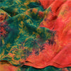 Sanskriti Vintage Red & Green Tie-Dye  Sarees Pure Crepe Printed Sari 5+YD Craft