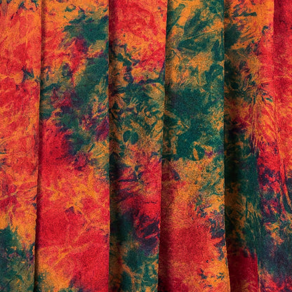 Sanskriti Vintage Red & Green Tie-Dye  Sarees Pure Crepe Printed Sari 5+YD Craft