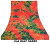 Sanskriti Vintage Red & Green Tie-Dye  Sarees Pure Crepe Printed Sari 5+YD Craft