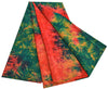 Sanskriti Vintage Red & Green Tie-Dye  Sarees Pure Crepe Printed Sari 5+YD Craft