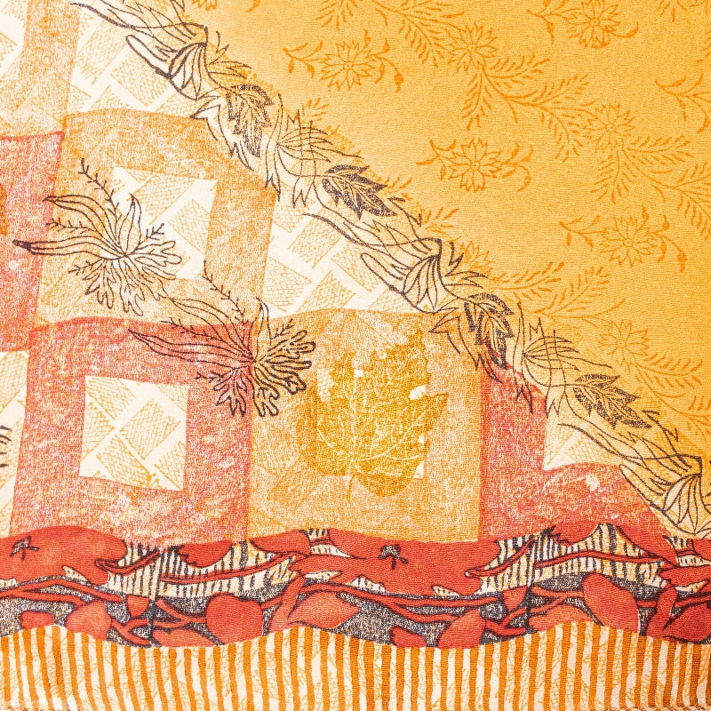 Sanskriti Vintage Sarees Yellow Pure Crepe Silk Printed Sari Floral Craft Sustainable Fabric